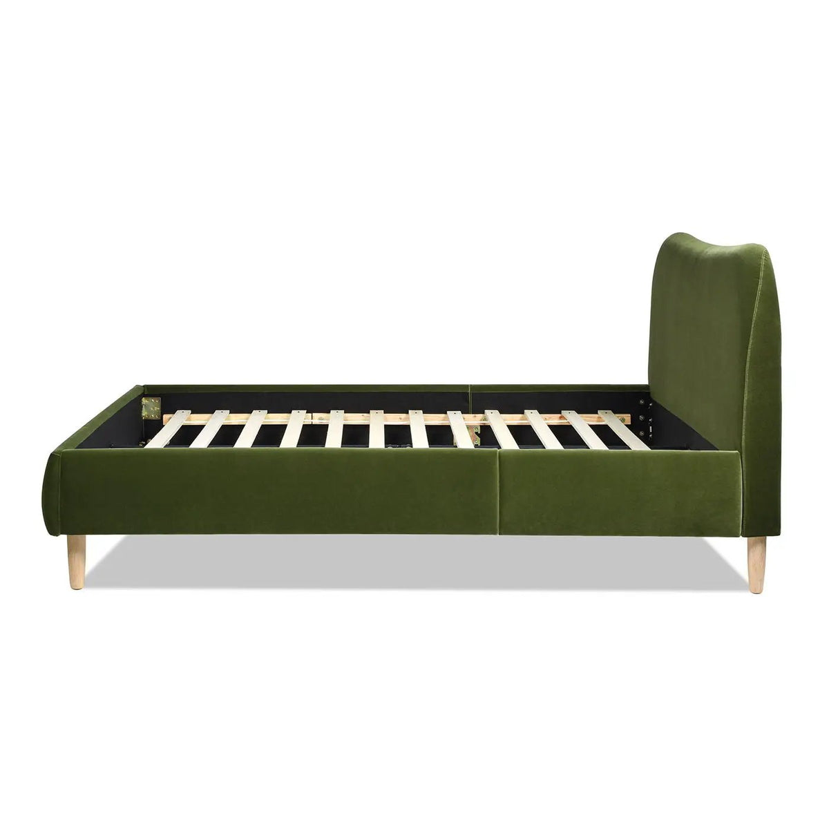 Roman Upholstered Platform Bed | Curved Headboard | Upholstered Rails | Eco-Friendly Construction