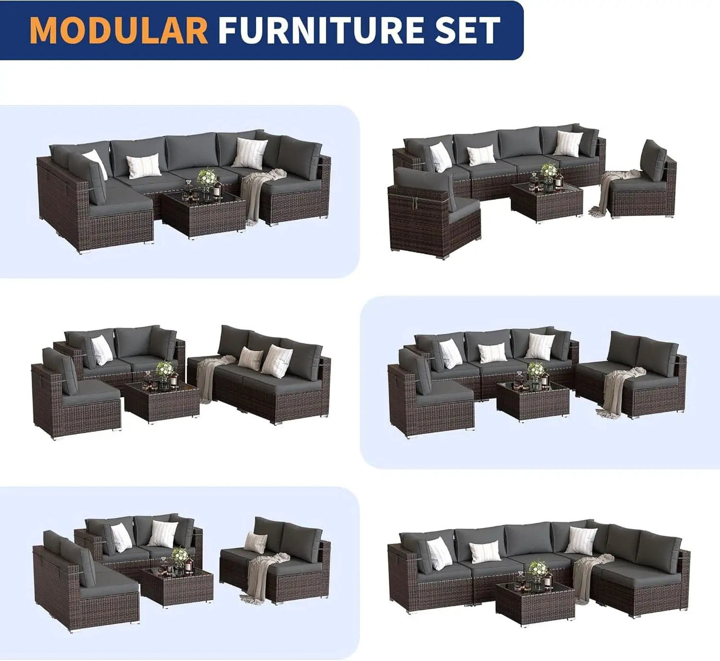 7 Piece Outdoor Sectional Patio Set With Waterproof Cover from PriceLows™