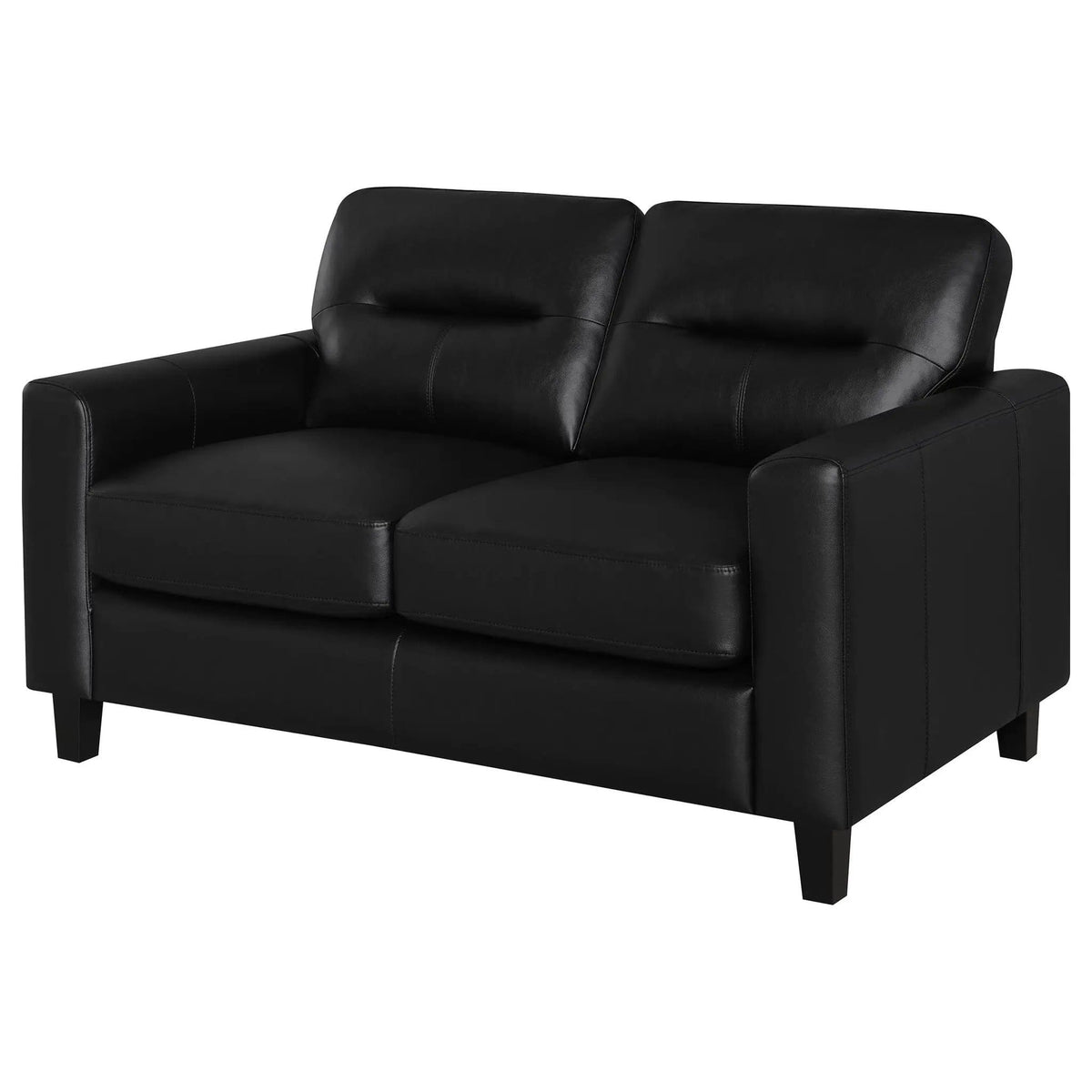 Scotland Faux Leather Upholstered Track Arm Loveseat | 58 x 35 x 34 in | Faux Leather | Black