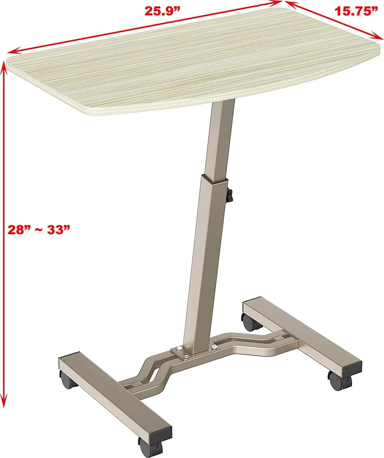 Height Adjustable Laptop Desk Cart, 28 To 33 Inch, Maple from PriceLows™