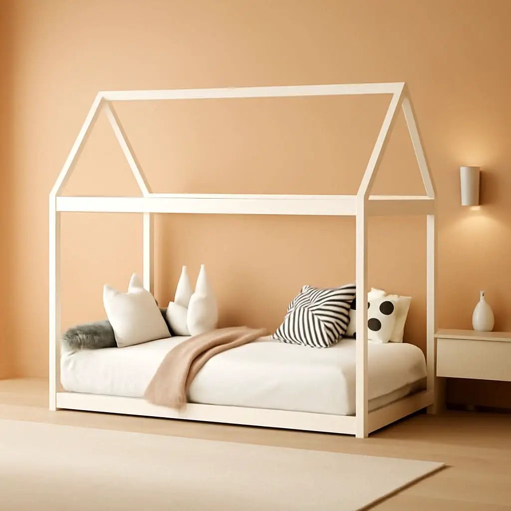 Twin House Bed Frame With Roof Canopy Montessori For Kids from PriceLows™