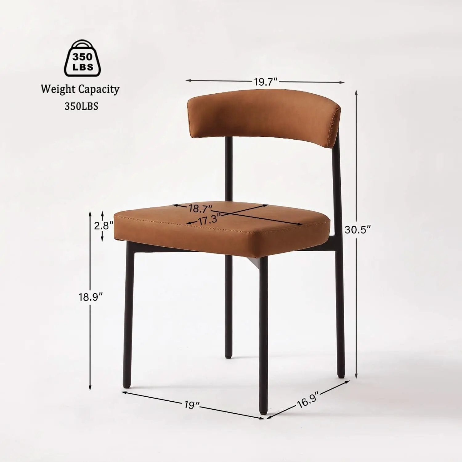 Brown Faux Leather Armless Upholstered Dining Chairs from PriceLows™