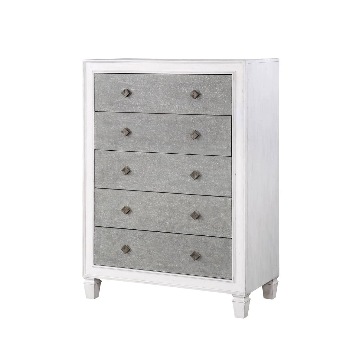 Katia Weathered Chest | White Finish | Full-Extension Metal Glides | Transitional Design