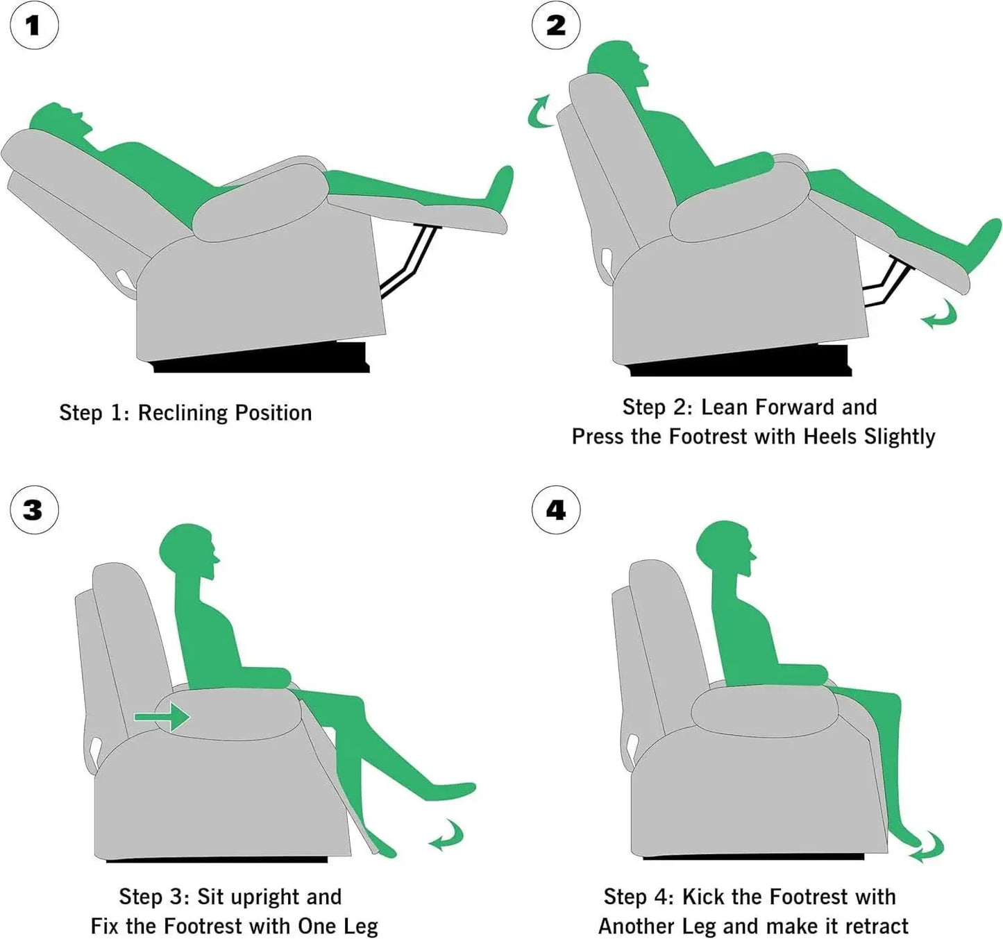 Swivel Rocker Recliner Chair Gray Fabric For Small Spaces from PriceLows™