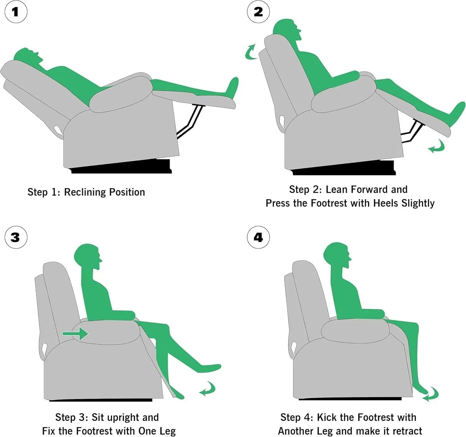Swivel Rocker Recliner Chair Gray Fabric For Small Spaces from PriceLows™