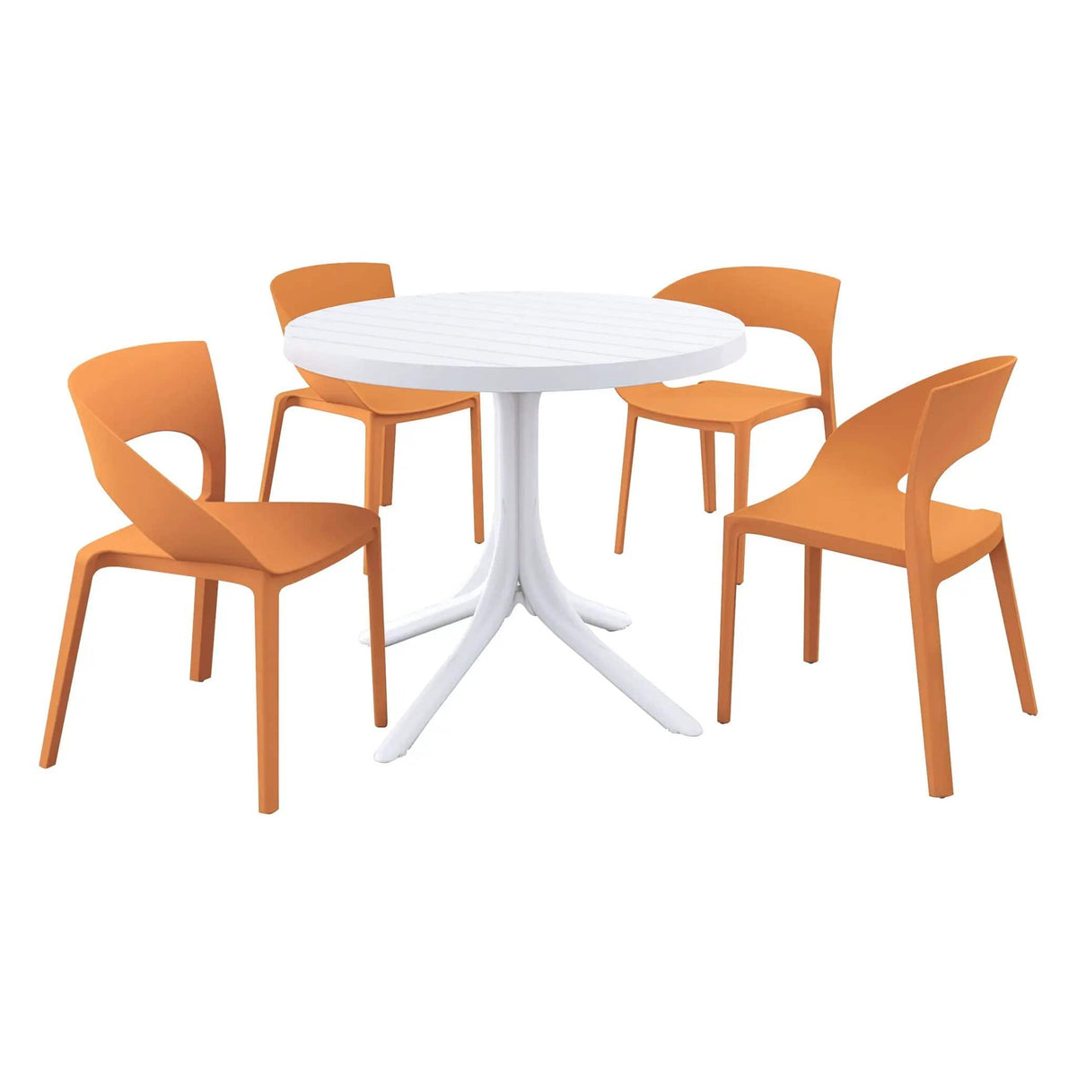 4 Piece Set Of Modern Designed Single Chairs With Round Table | 4-Piece Set | Metal | Outdoor Living