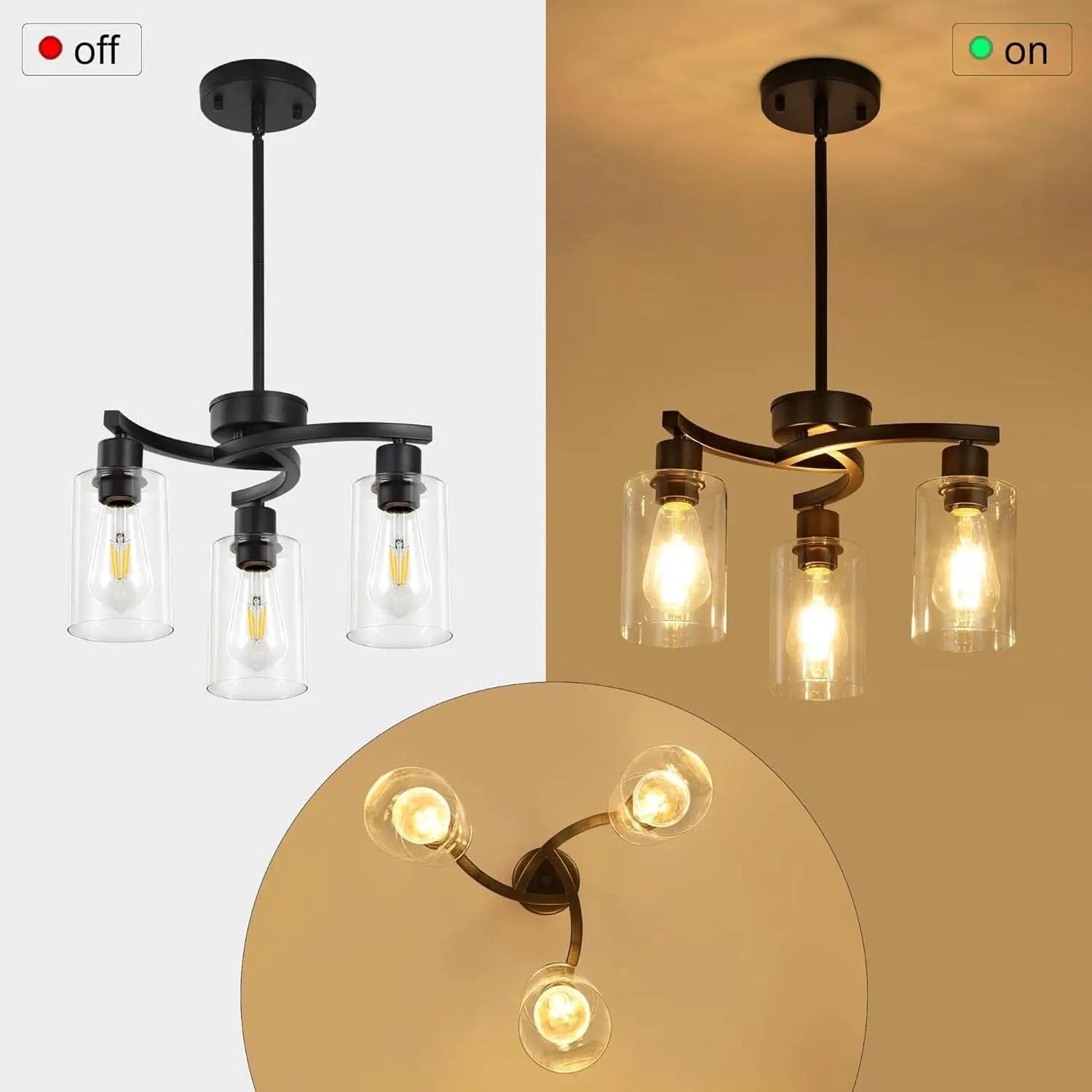 Three Light Black Dining Chandeliers For Kitchen Island from PriceLows™