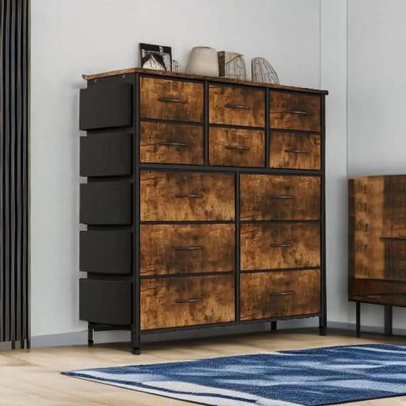 Brown Rustic Dresser With 12 Drawers Extra Storage from PriceLows™