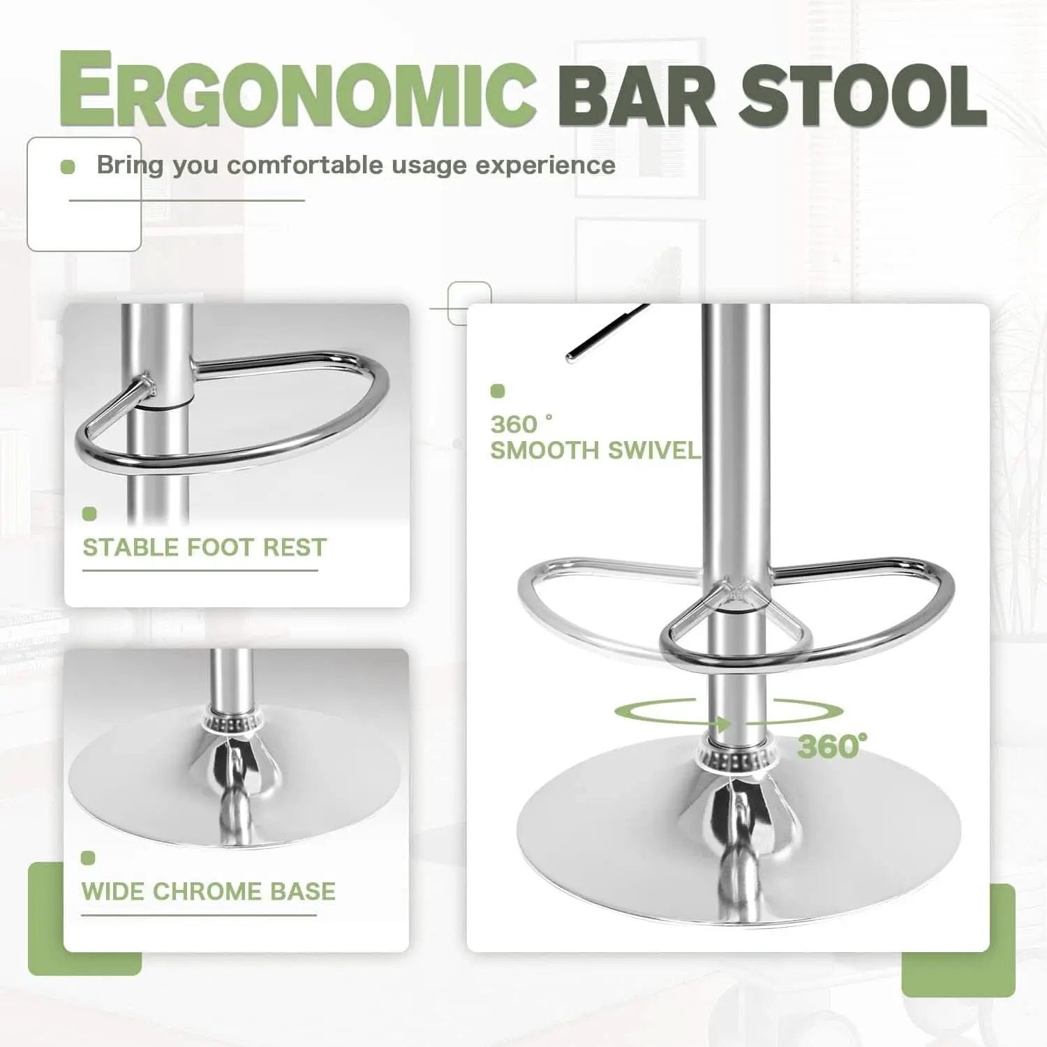 Bar Stools Set Of 2 Black PU Leather Swivel Adjustable Counter Height from PriceLows™