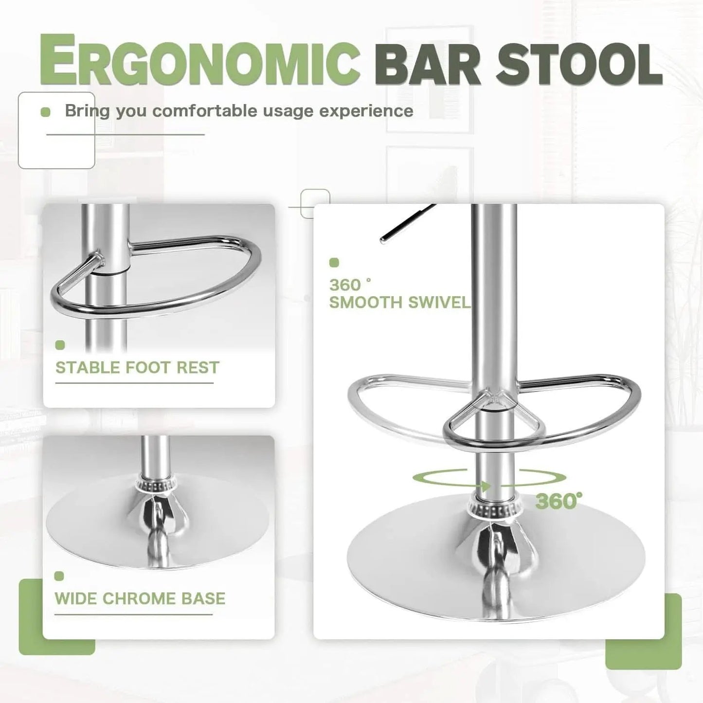 Bar Stools Gray Adjustable Swivel Counter Height 2 Pack from PriceLows™