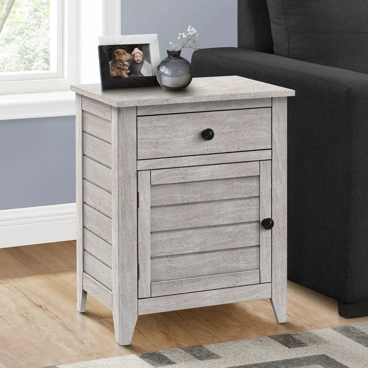 Accent Nightstand | Transitional Coastal Style | Storage Drawer | Spacious Tabletop
