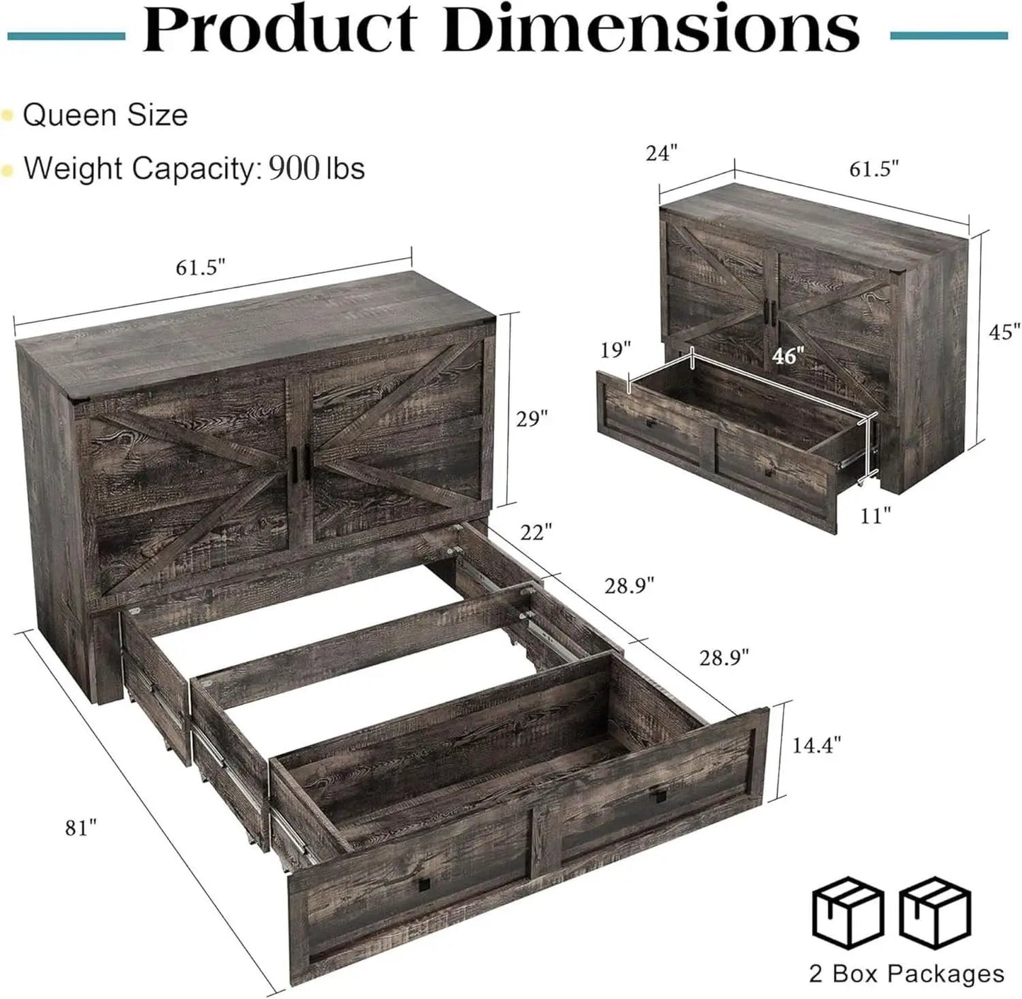 Queen Murphy Bed With Black Oak Finish And Storage from PriceLows™