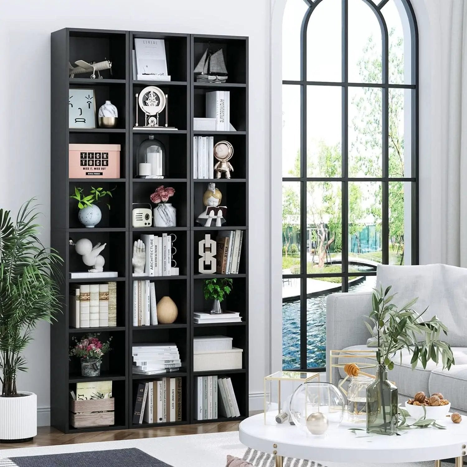 8 Tier Media Tower Rack With Adjustable Shelves Black 70 Inch Tall from PriceLows™