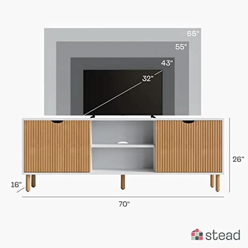 Modern 70 Inch TV Stand With Durable Adjustable Shelves from PriceLows™