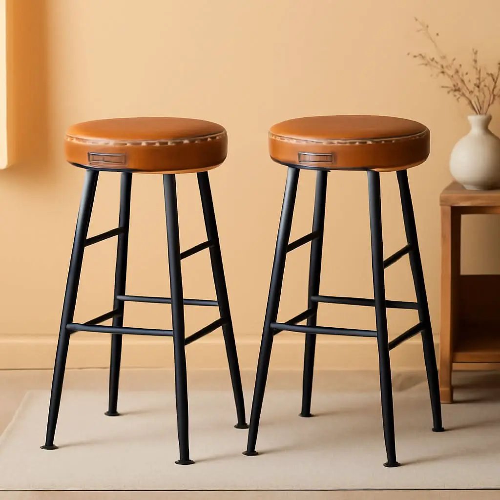 EKHO Backless Counter Height Bar Stools Set Of 2 24.8 Inch Tall Caramel Brown from PriceLows™