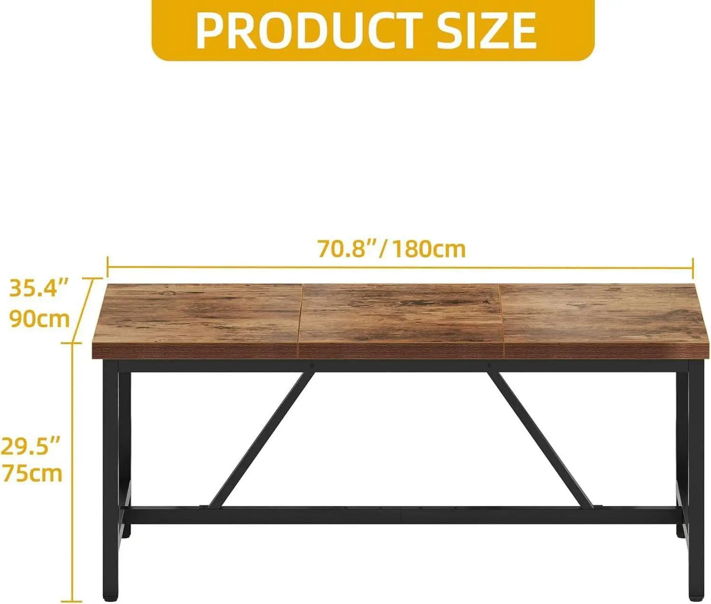 70.8 Inch Solid Wood Dining Table For 6 To 8 People from PriceLows™