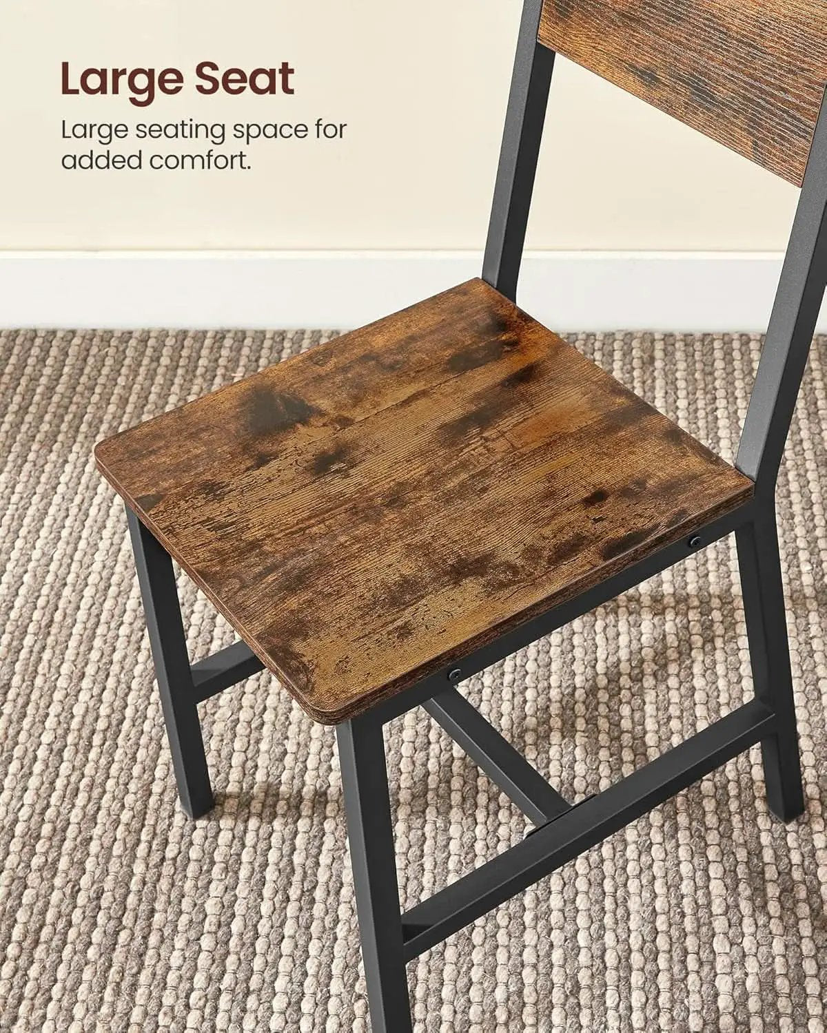 Dining Chair Set of 4 Rustic Brown Chairs With Metal Frame from PriceLows™