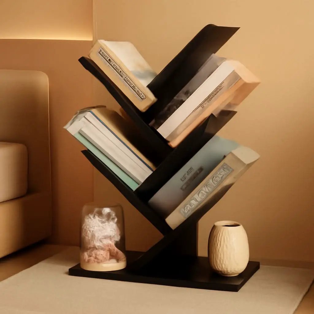4 Tier Tree Bookshelf Floor Standing Bookcase Home from PriceLows™