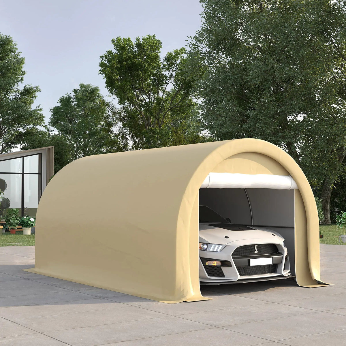 Outsunny Portable Carport | 10 x 16 Ft | Heavy Duty Storage Tent | Large Zippered Door