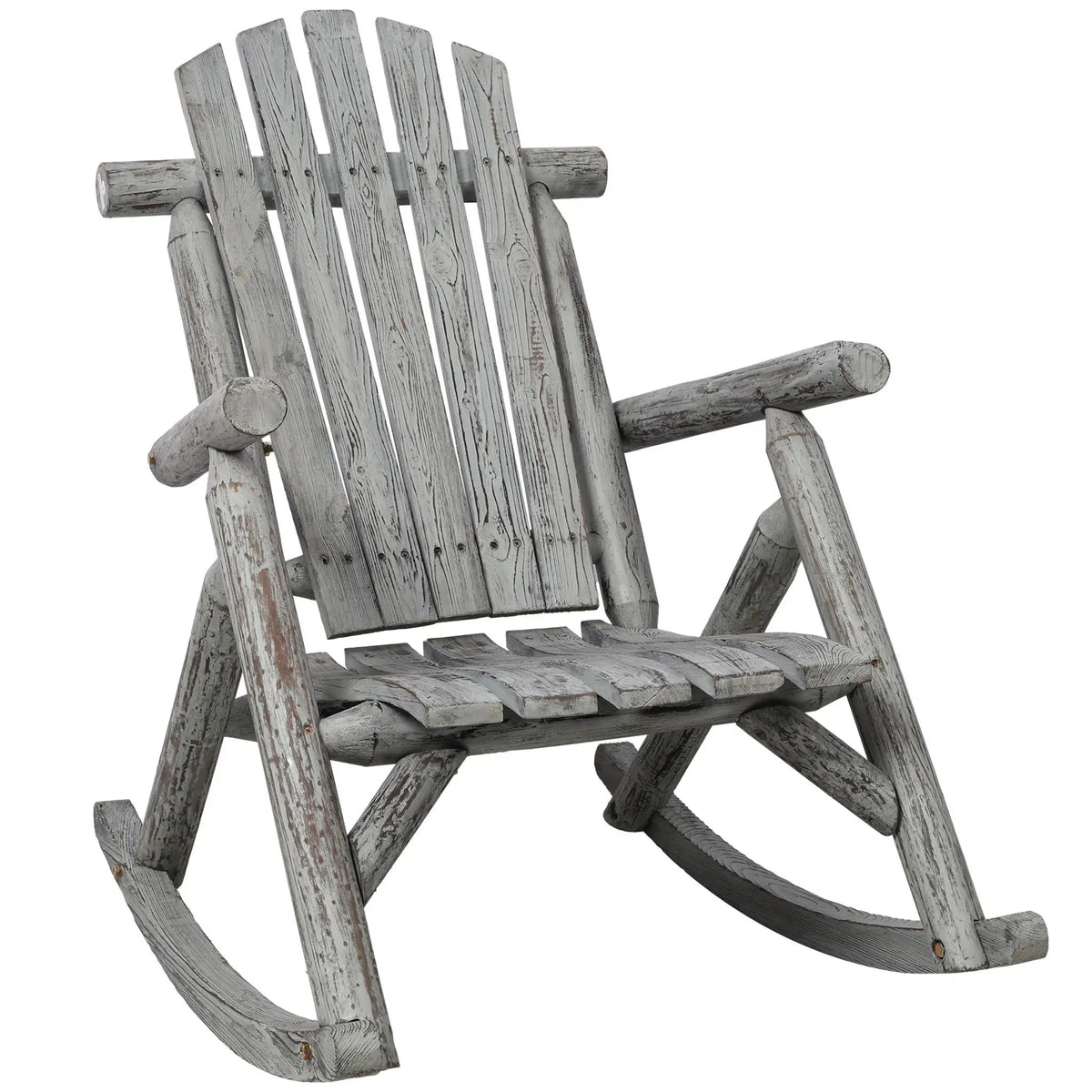 Wooden Porch Rocker | Fir Log Rocking Chair | Ergonomic Design | Indoor Outdoor Use