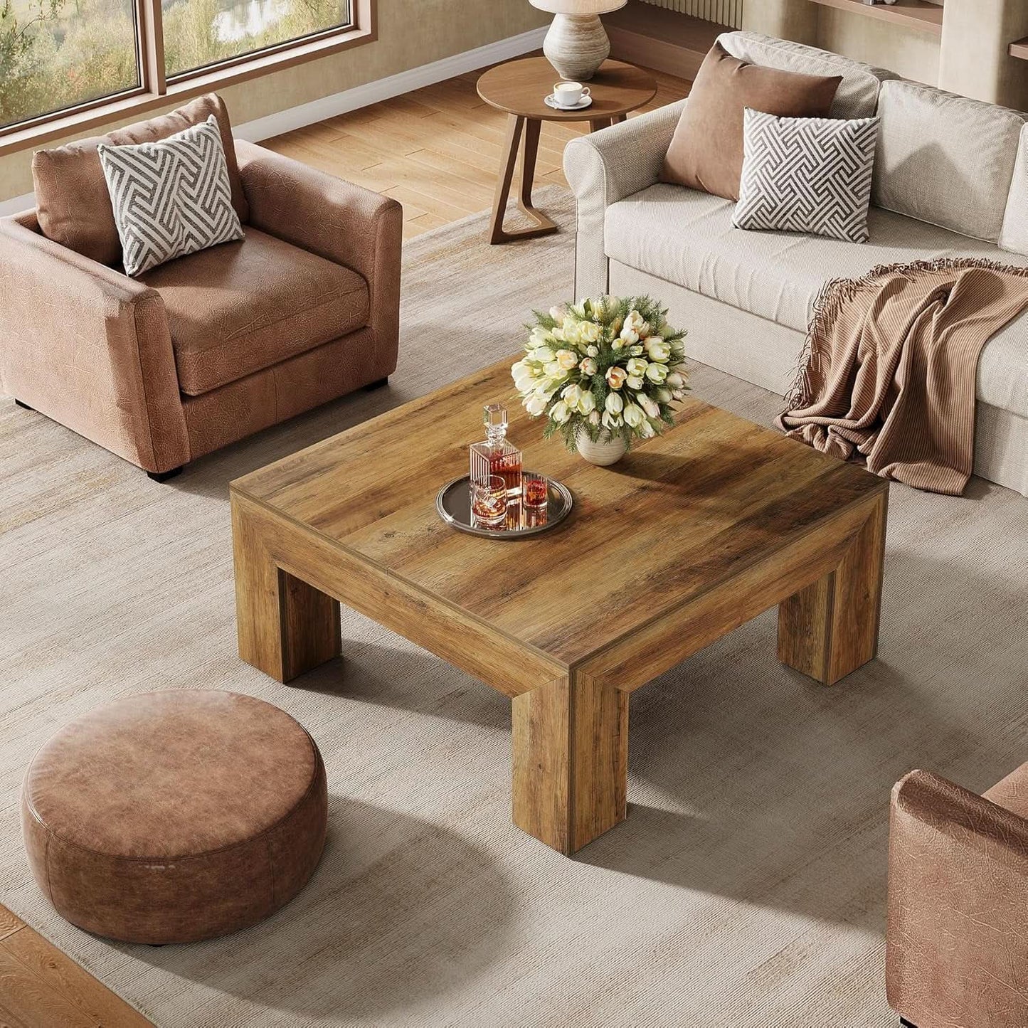 Rectangular Coffee Table ThirtyNine Inches Rustic Brown from PriceLows™