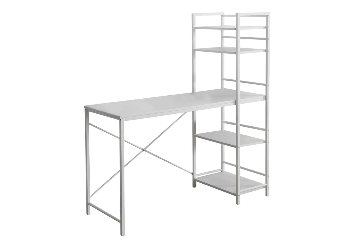 Computer Desk With Shelves | 48 Inch Width | Four Fixed Storage Shelves | 55 Inch Height