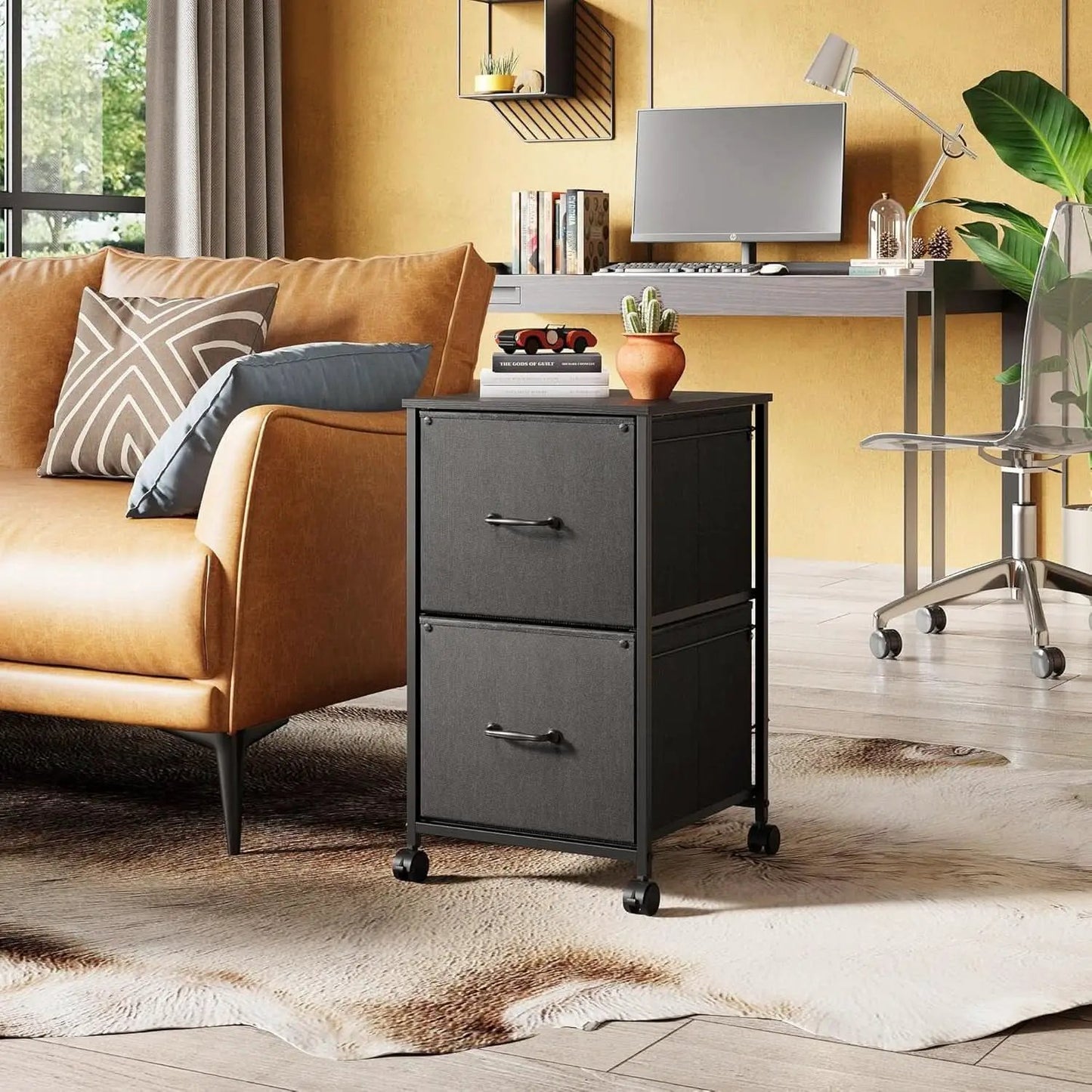 2 Drawer Mobile File Cabinet And Rolling Printer Stand Black Fits A4 Or Letter Size Home Office from PriceLows™