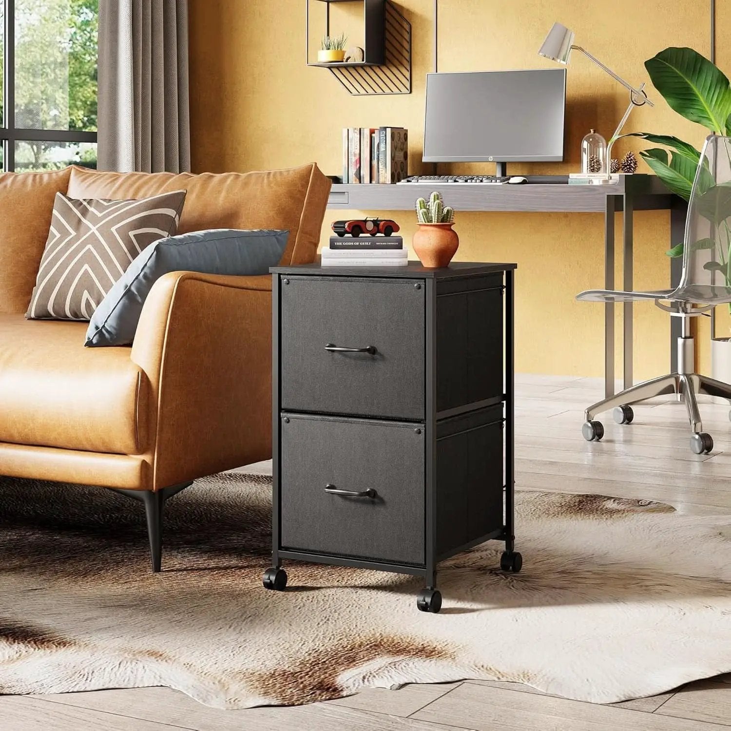 2 Drawer Mobile File Cabinet And Rolling Printer Stand Black Fits A4 Or Letter Size Home Office from PriceLows™