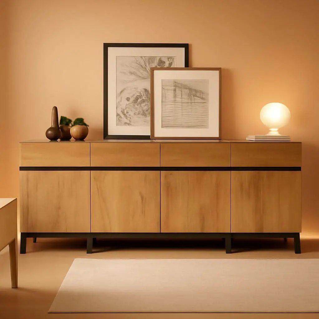 Oak 3 In 1 Modern Sideboard With Adjustable Shelf Unit from PriceLows™