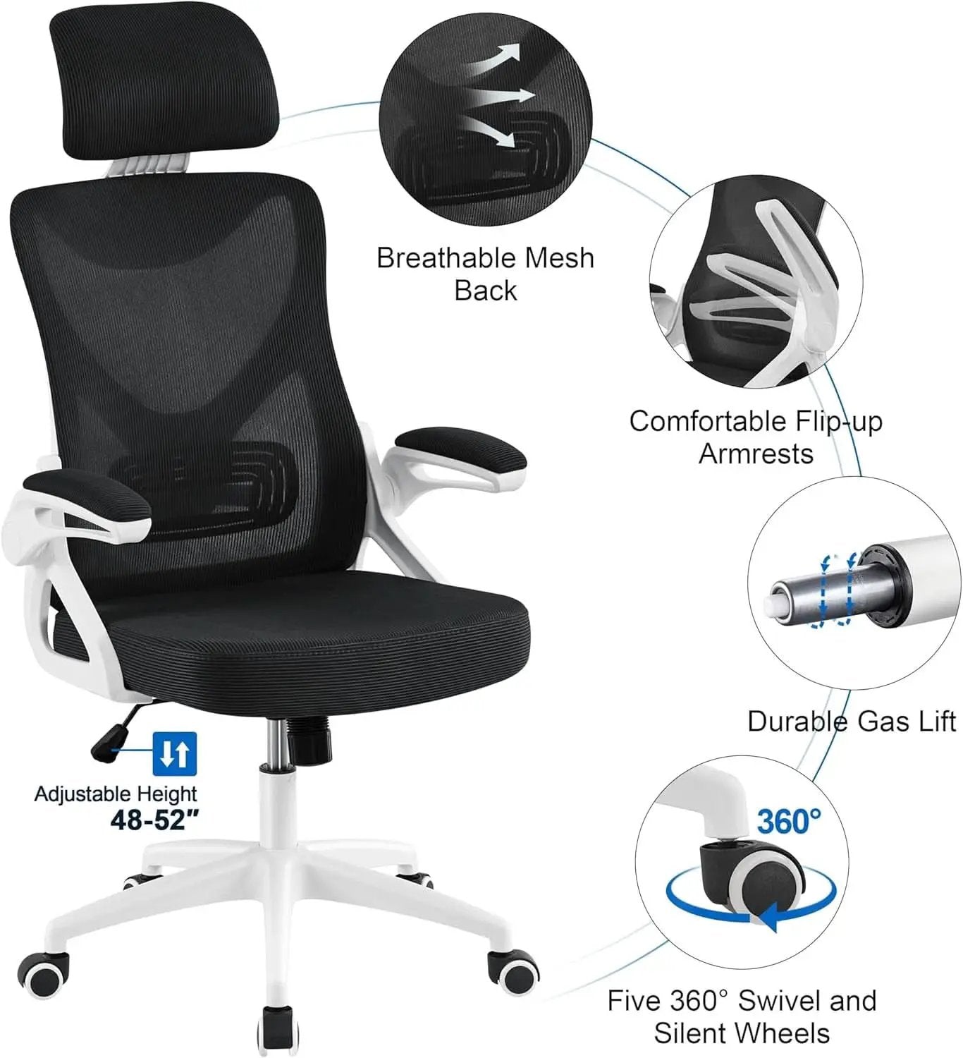 Ergonomic Mesh Office Chair High Back White And Black from PriceLows™