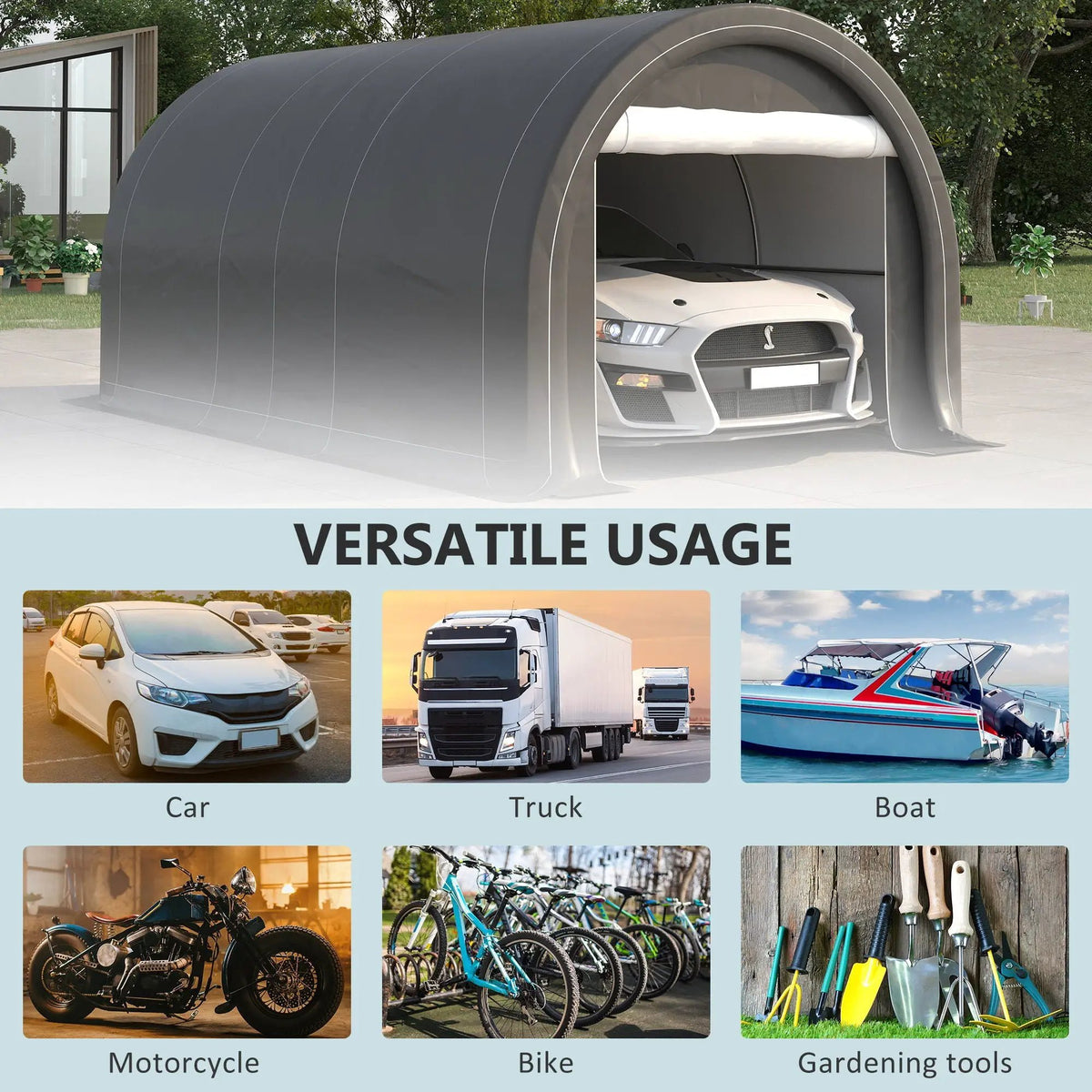 Outsunny Portable Carport | 10 x 16 Ft | Heavy Duty Storage Tent | Large Zippered Door