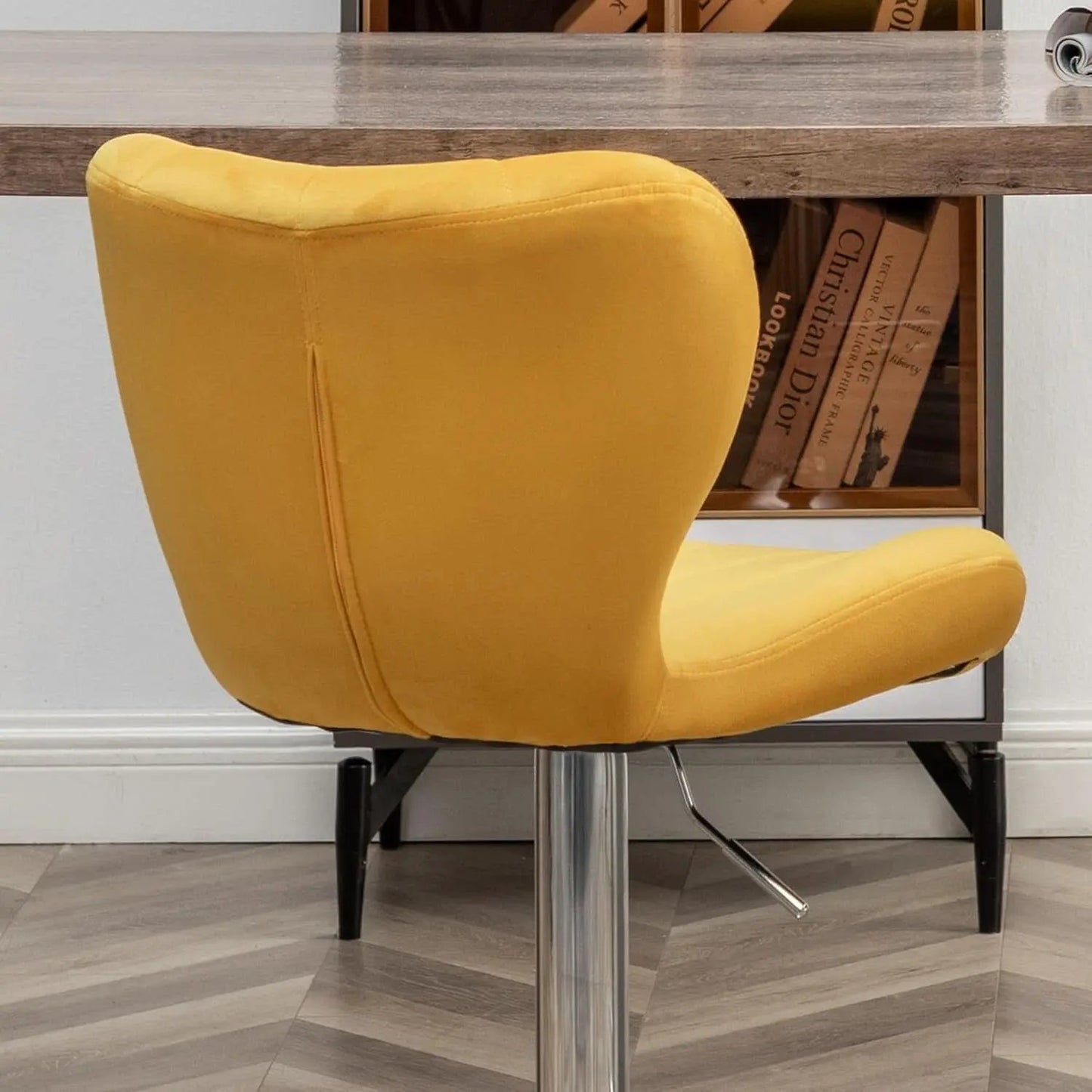 Yellow Adjustable Swivel Bar Stools Set Of 2 For Kitchen from PriceLows™