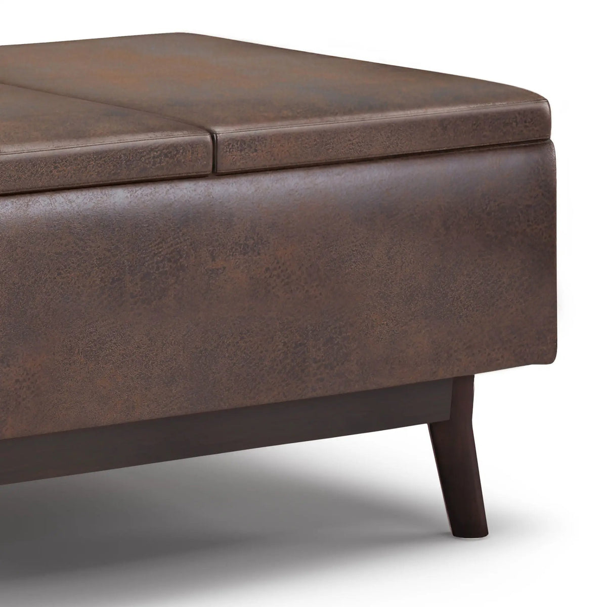 Owen Tray Top Coffee Table Ottoman | Upholstered Storage | Two Flip Over Serving Trays | Small Size