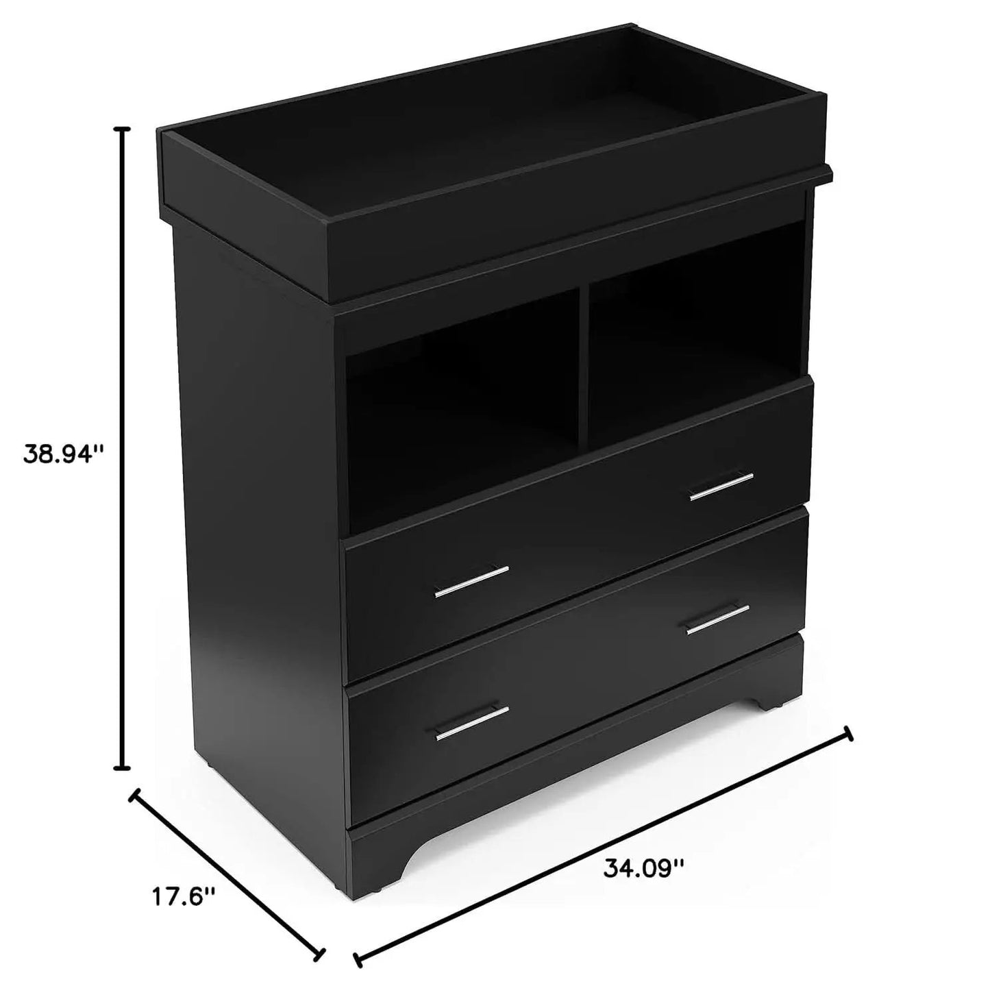 Brookside 2 Drawer Changing Table Dresser Black Topper from PriceLows™