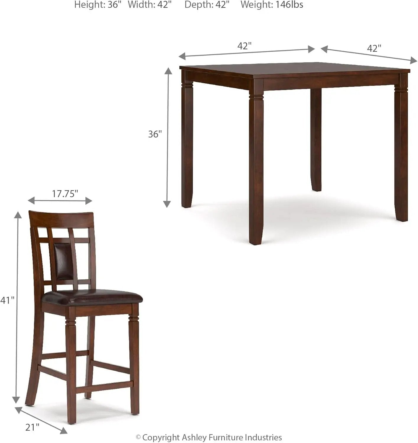 Counter Height Dining Set Brown With Table And 4 Barstools from PriceLows™