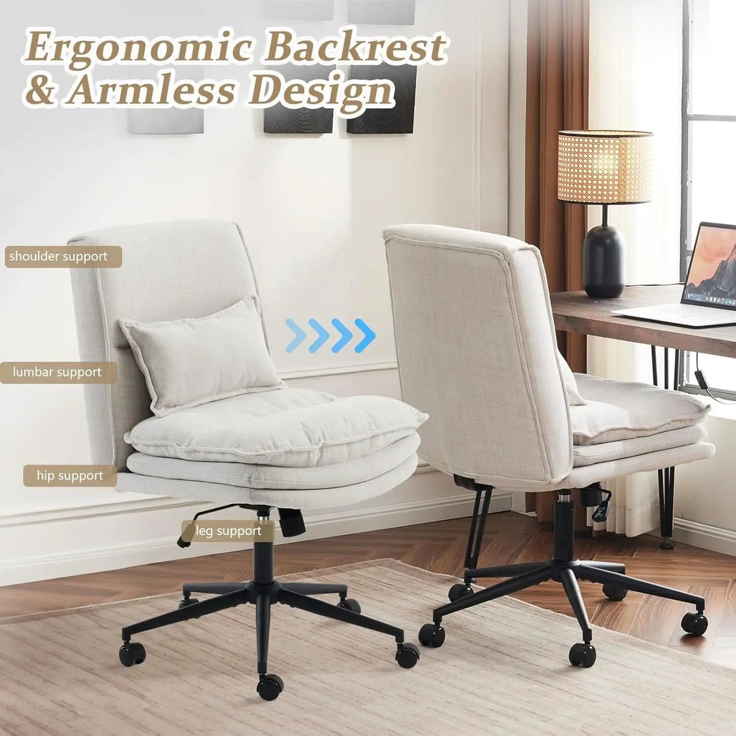 Cloud Criss Cross Office Chair Beige Fabric 18in High Back from PriceLows™