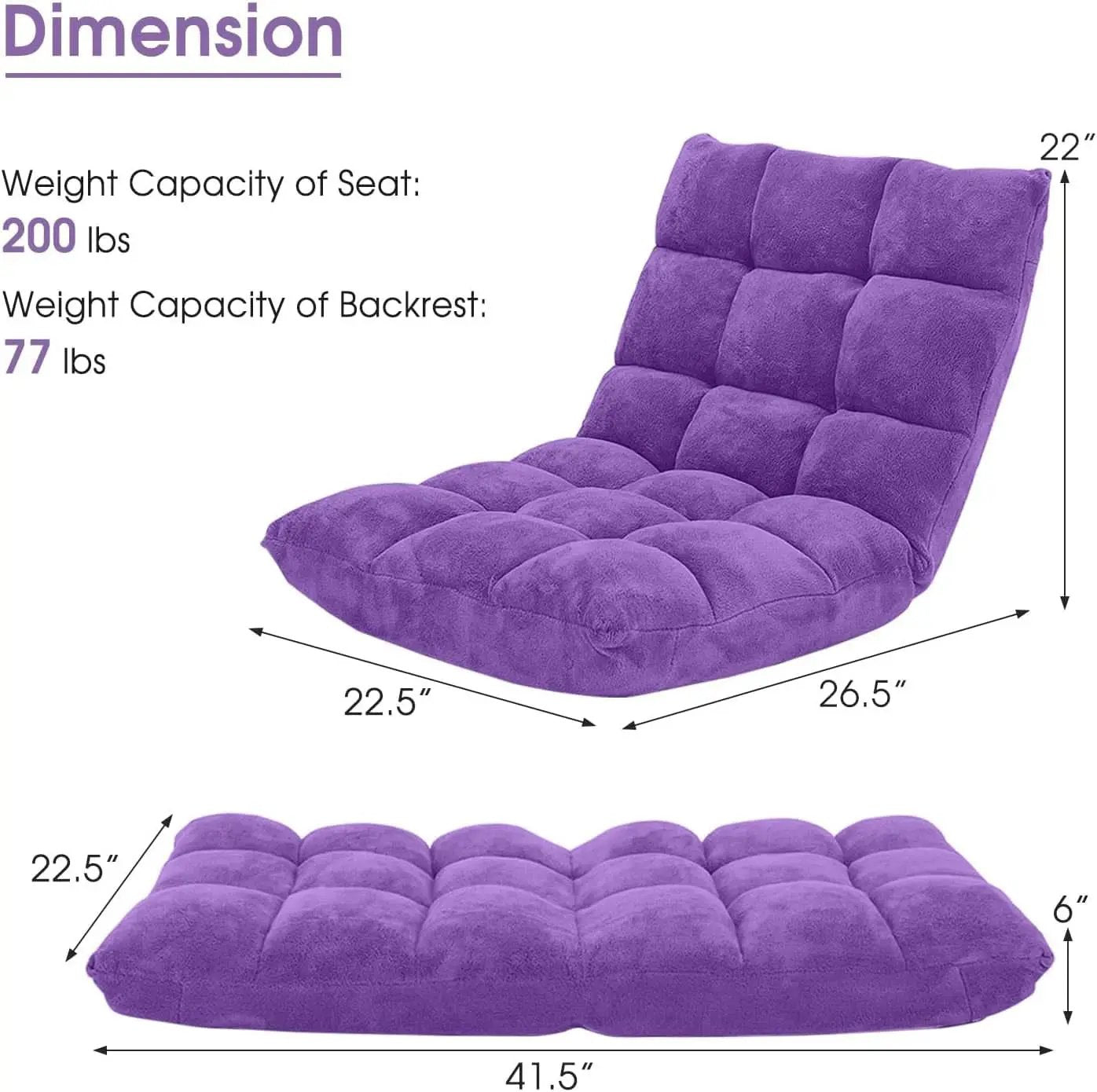 Purple Floor Chair With Back Support 14 Position Adjustable from PriceLows™