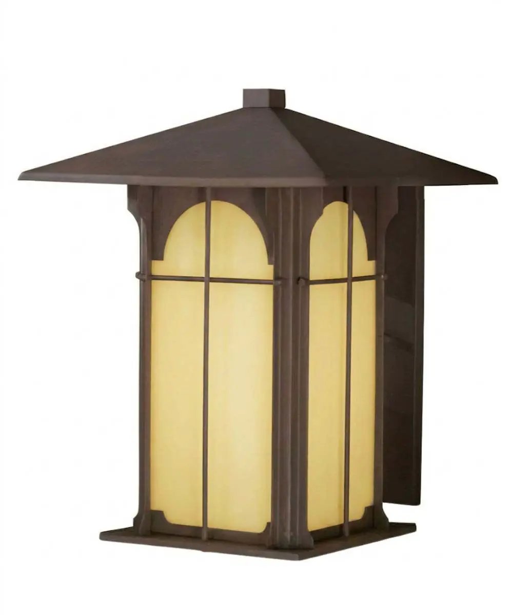 Outdoor Wall Lantern | 14H 1-Light | Olde Brick Bronze | Amber Honey Opal