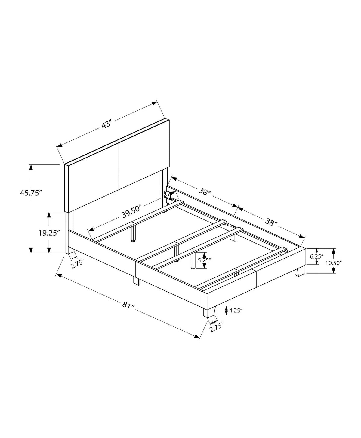 Upholstered Storage Bed | Transitional Style | Low Profile Platform Frame | 45.75 Inch Height