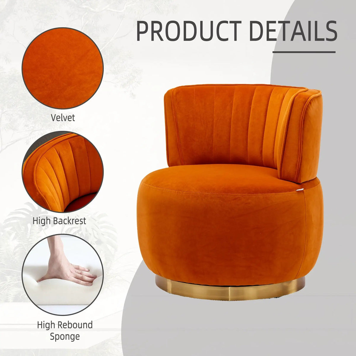 360 Degree Swivel Barrel Chair | Cuddle Accent Sofa Chair | Super Soft Fabric | Wrap-Around Barrel Back
