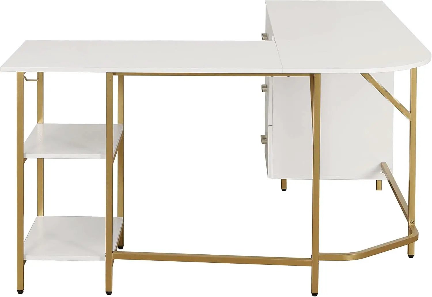L Shaped Corner Desk Two Tone With Drawers And Shelves For Home Office from PriceLows™