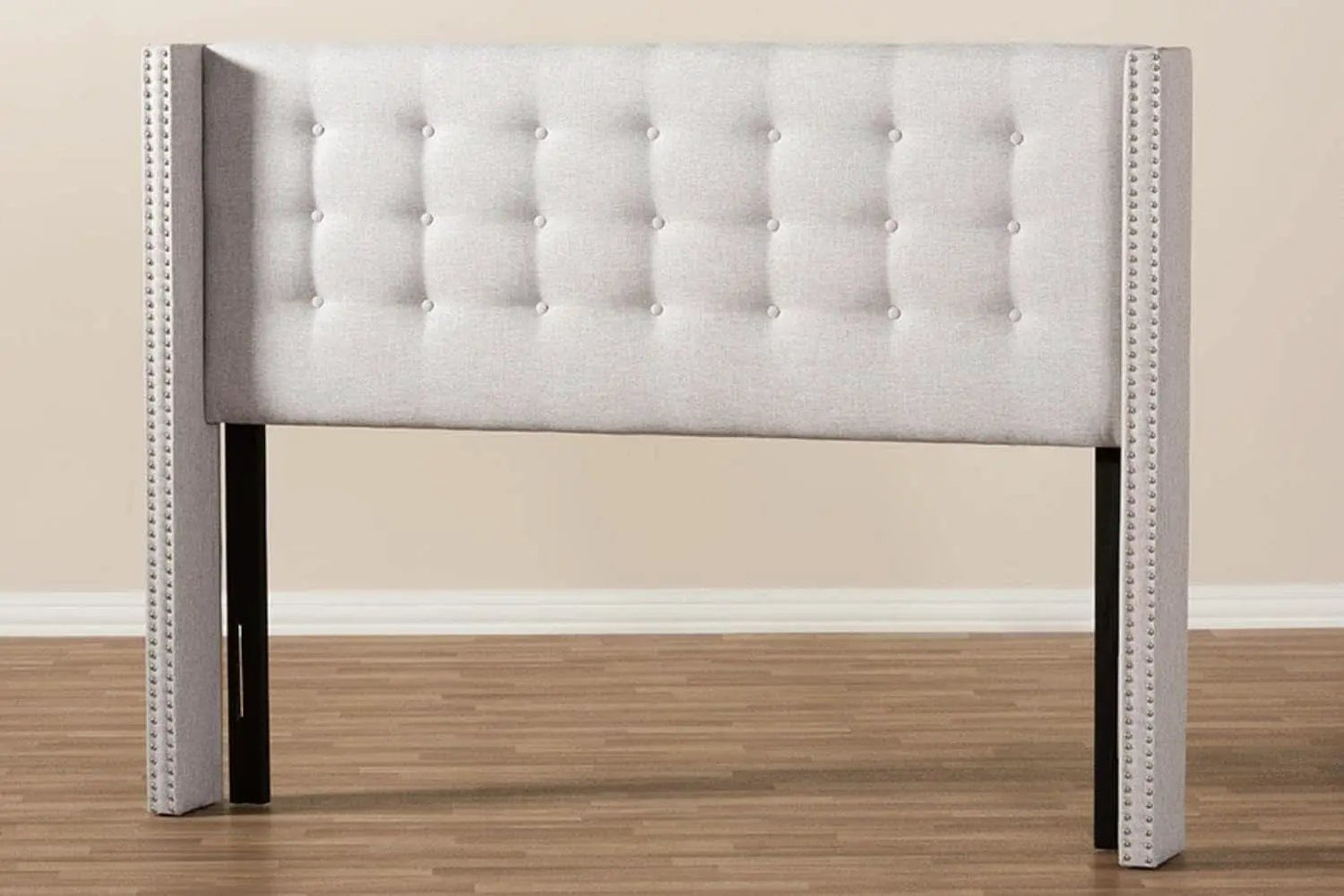 Modern Greyish Beige Winged Tufted Fabric Queen Headboard from PriceLows™