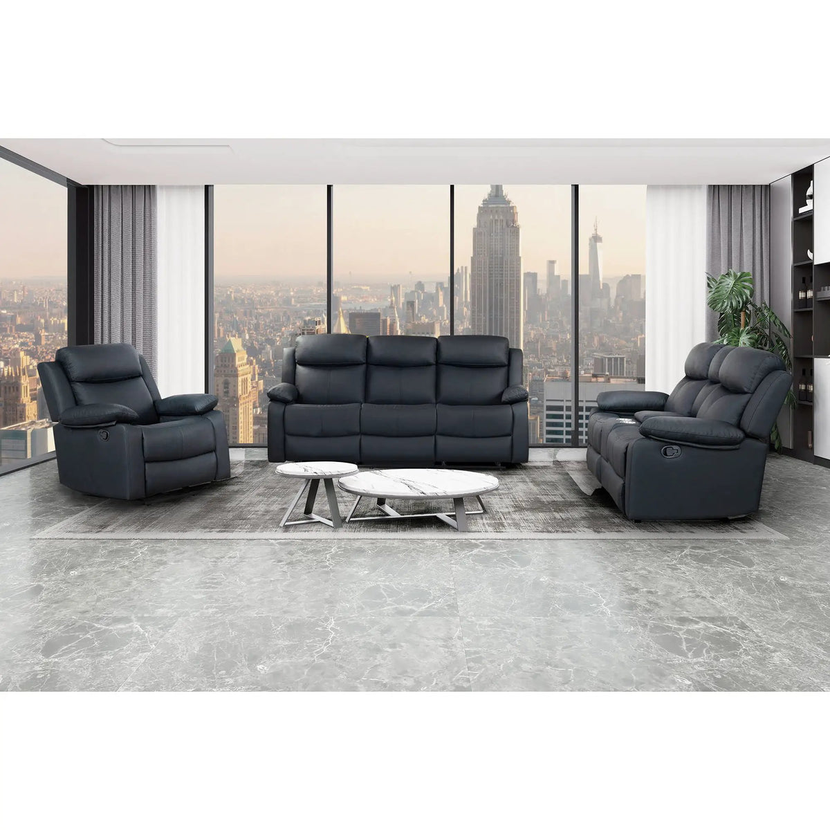 Blanche Reclining Sofa | Integrated LED Lights | Manual Recline | Pillow Top Arms