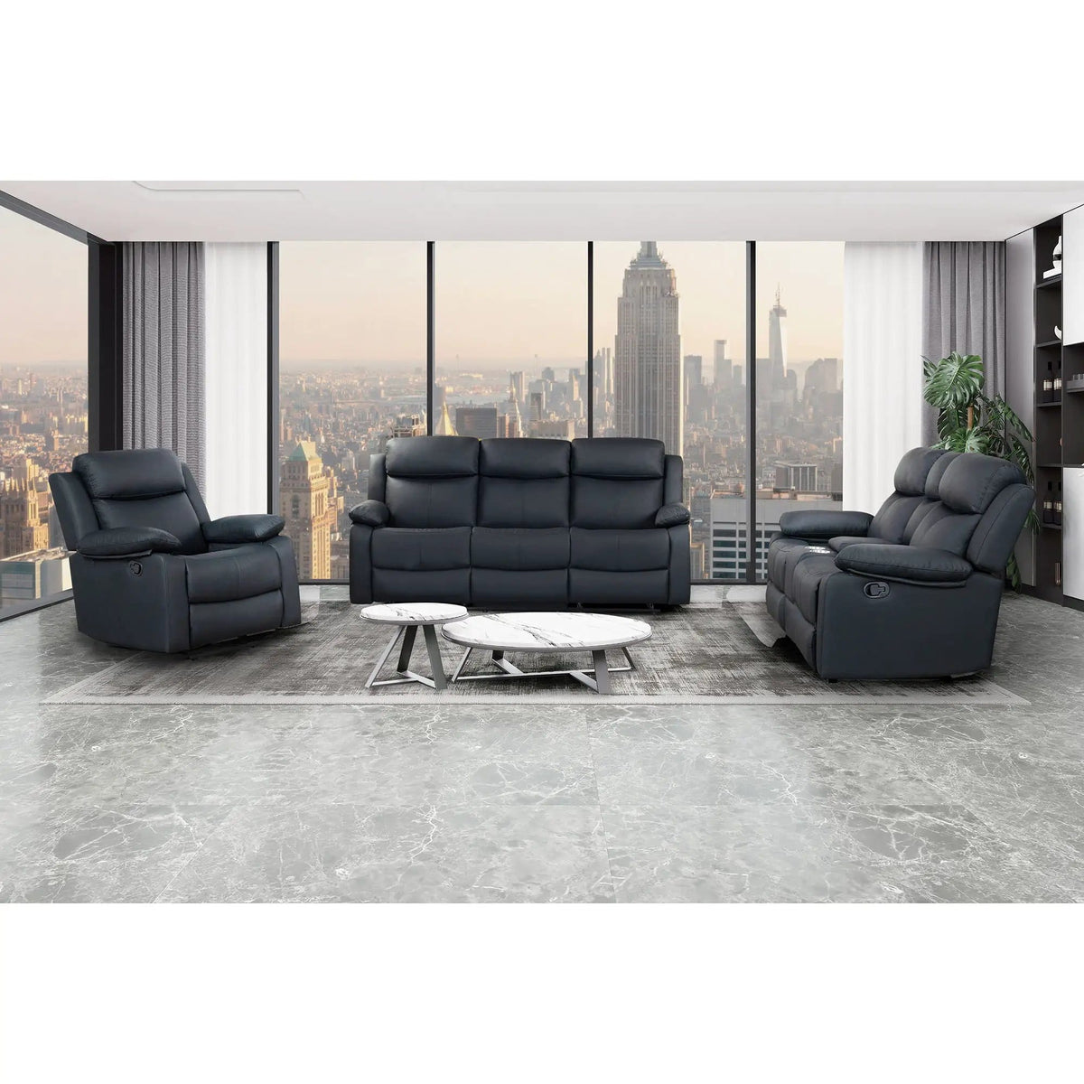 Blanche Reclining Set With LED Lights, Speaker Reclining Sofa & Loveseat | Reclining Sofa & Loveseat | Living Room Furniture | Living Room