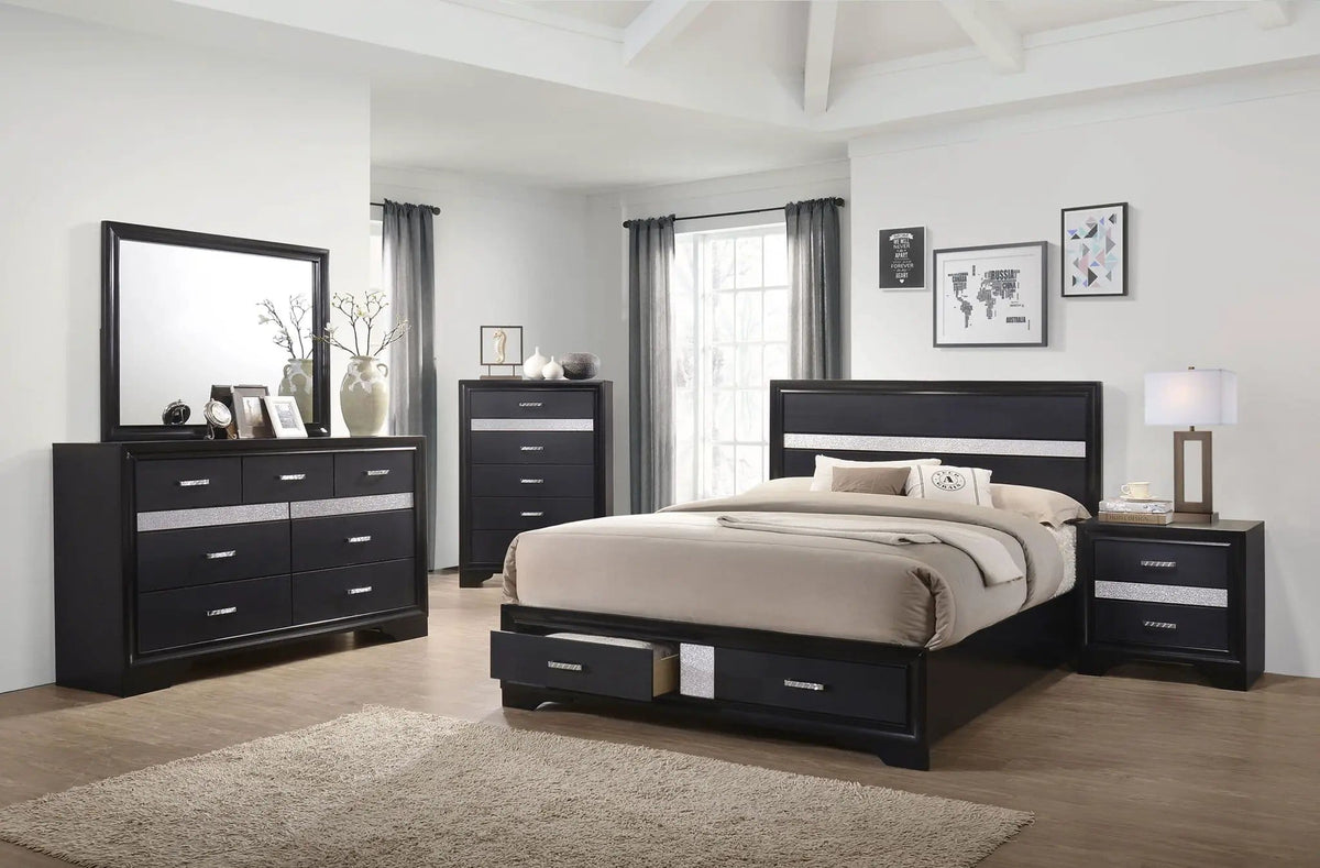 Miranda 5-piece Eastern King Bedroom Set (Style 2) | 5-Piece Set | Bedroom Furniture | Black