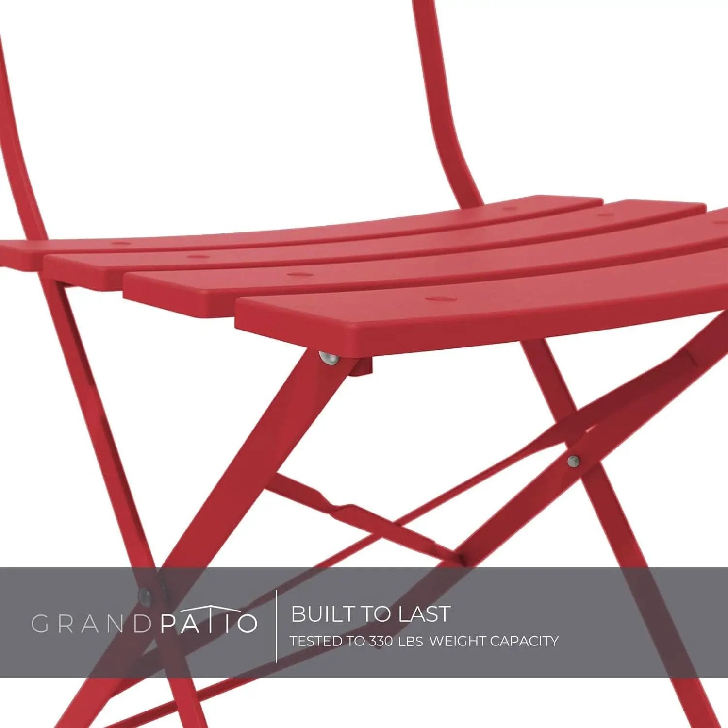 3-Piece Folding Outdoor Bistro Set Red Cushioned Seats from PriceLows™
