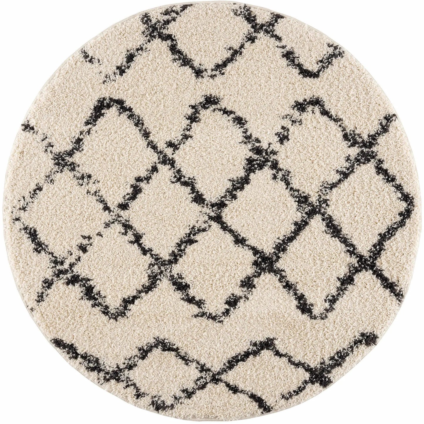 Wallagrass Beige/Black Trellis Tassel Shag from PriceLows™