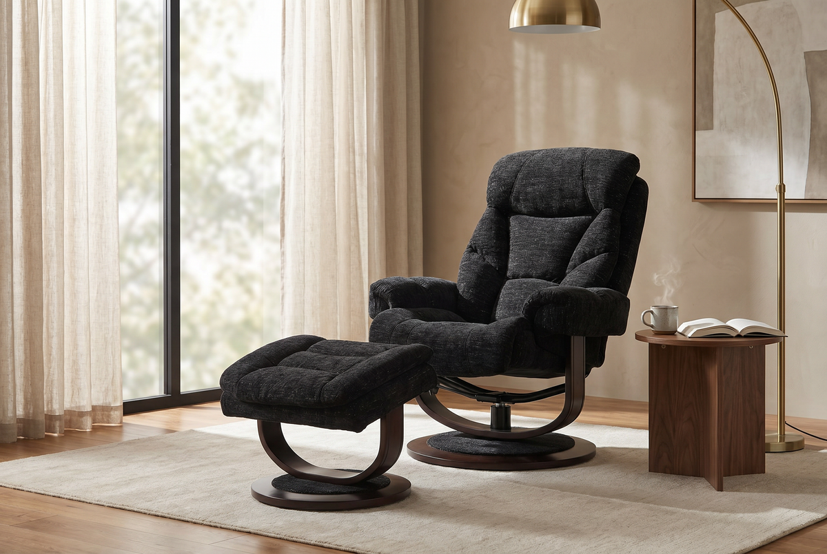Contemporary Euro Recliner | Plush Cushioning | With Ottoman