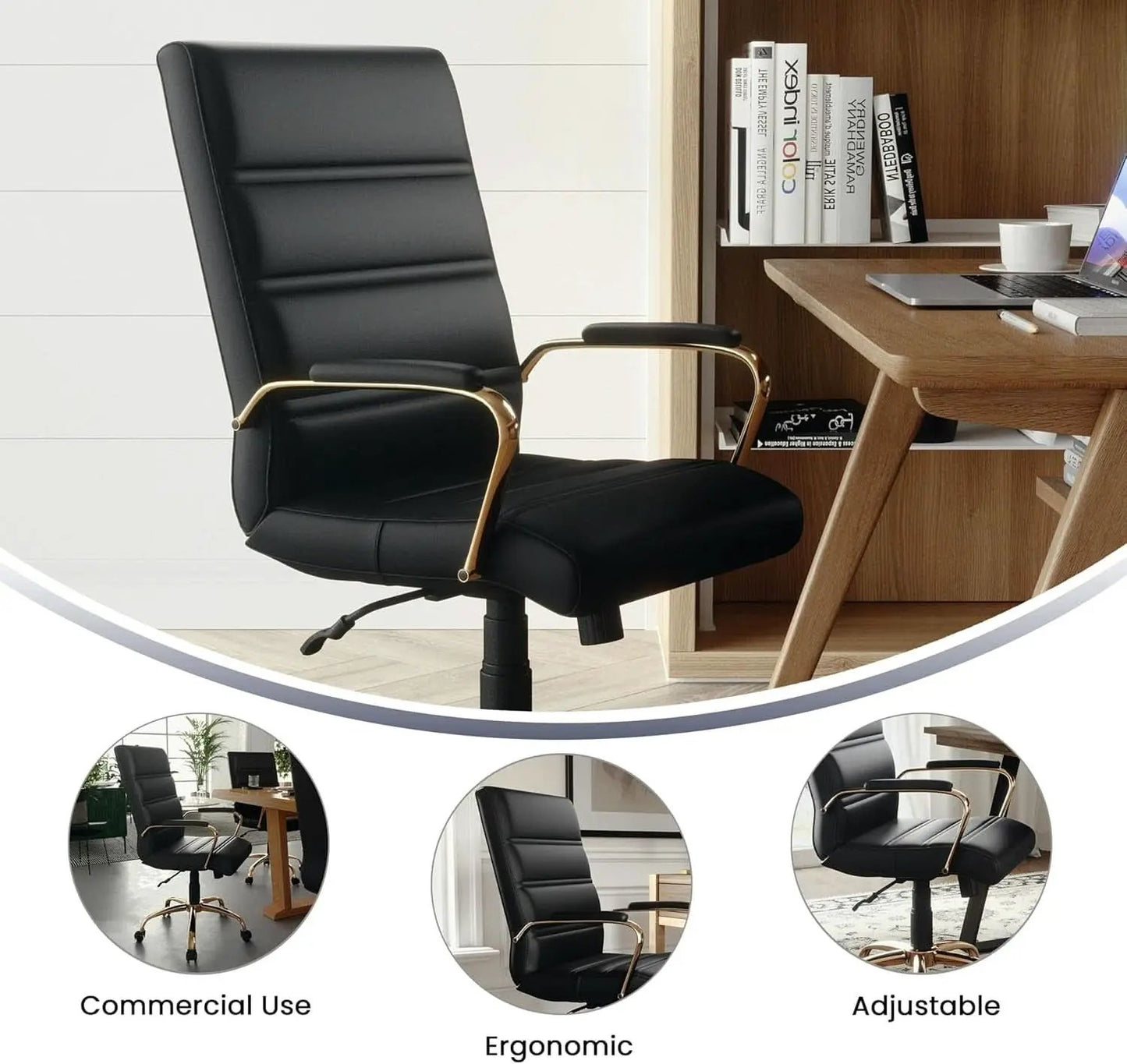 LeatherSoft Mid-Back Office Chair With Adjustable Height from PriceLows™