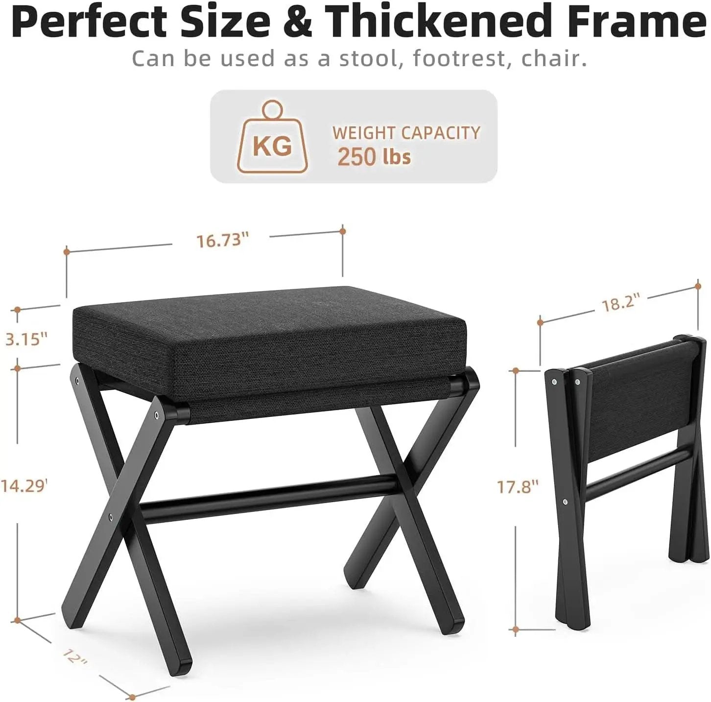 Foldable Foot Stool Black For Contemporary Living Room from PriceLows™